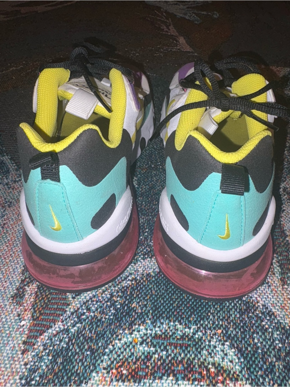 Nike Air Max 270 React 'GeometricAbstract' Multicolor in White Purple Yellow Min - Picture 5 of 7